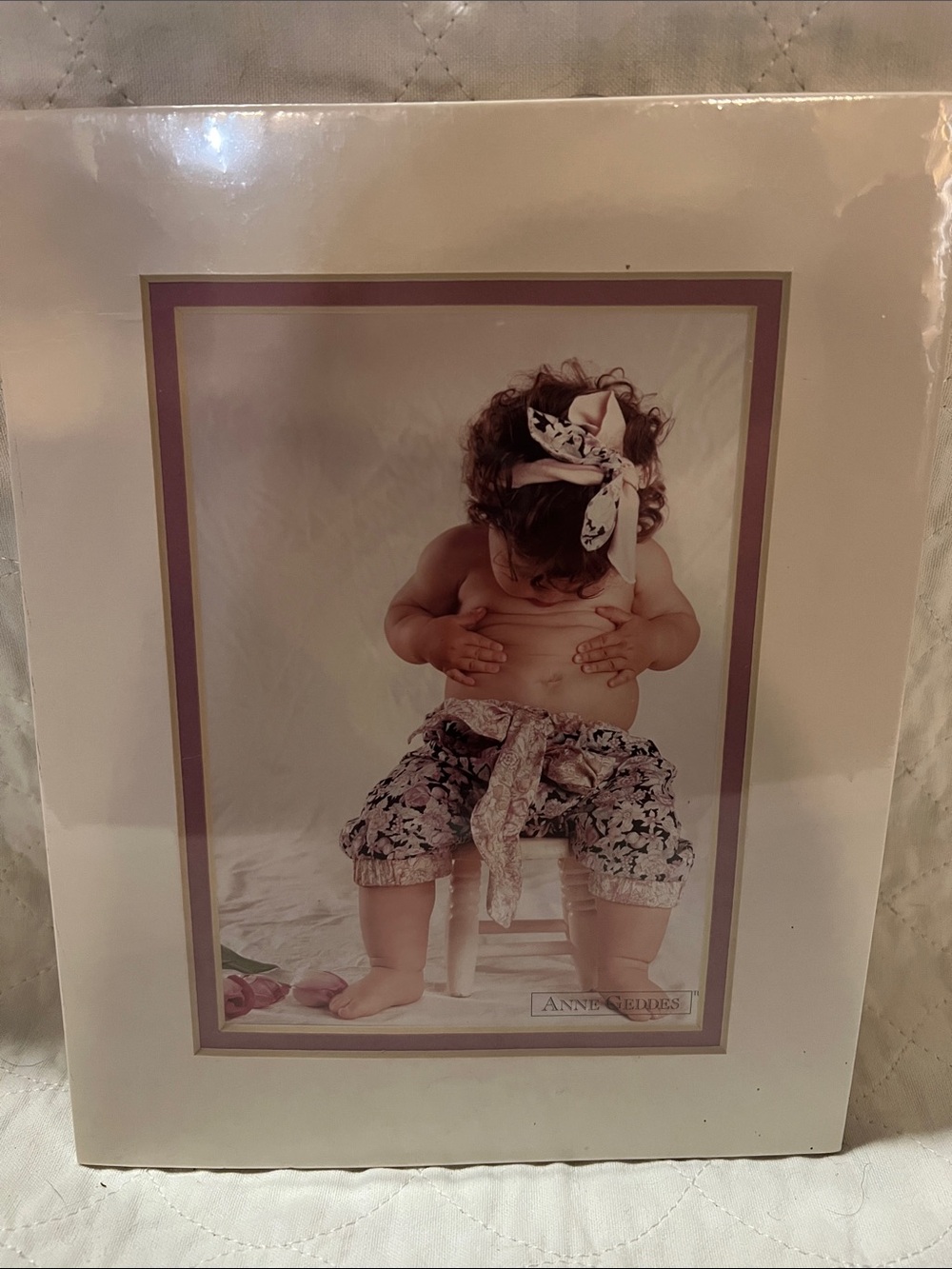 Anne Geddes Pink-Border Baby Photography Print